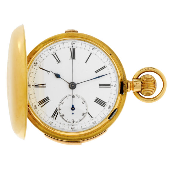 Swiss 18k gold minute repeating lever chronograph Circa 1885