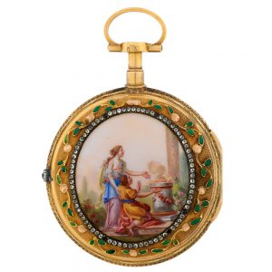 Very fine French 20K gold and enamel verge watch Circa 1770