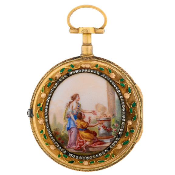 Very fine French 20K gold and enamel verge watch Circa 1770