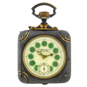Large French square gilt decorated gunmetal lever Circa 1910