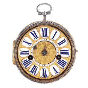 French silver and gilt brass repoussé oignon watch Circa 1700