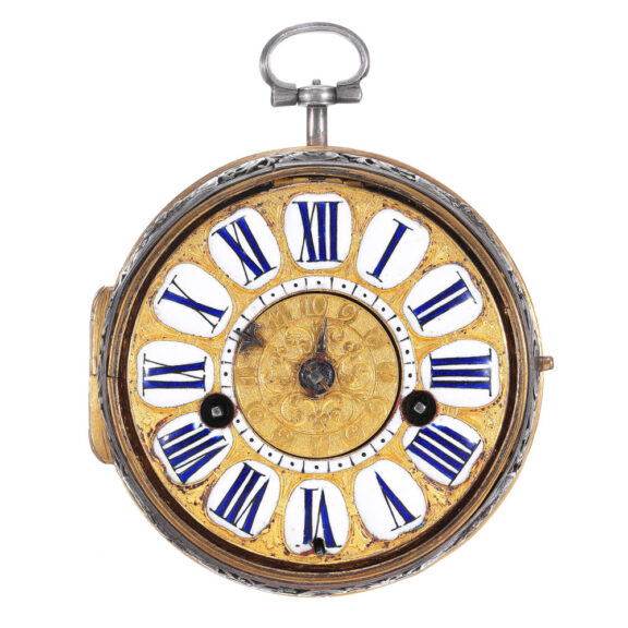 French silver and gilt brass repoussé oignon watch Circa 1700