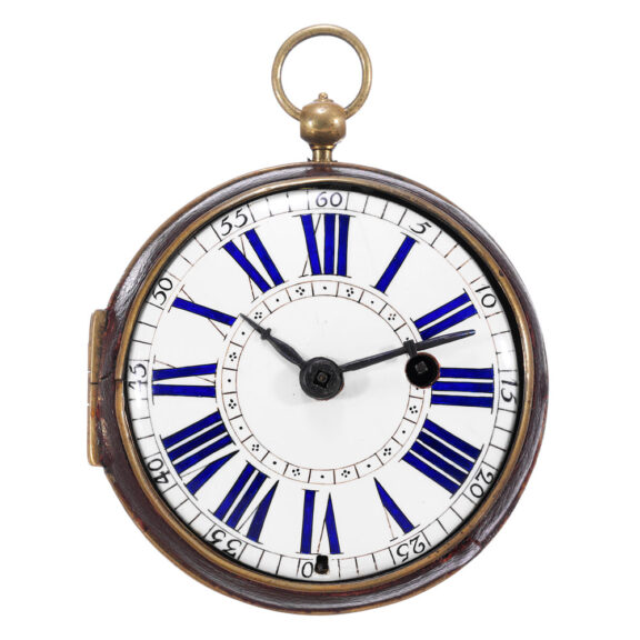 Fine French gilt brass and leather verge watch Circa 1710