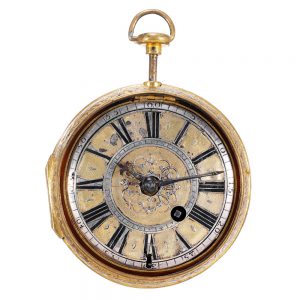 French gilt brass quarter repeating oignon watch Circa 1710