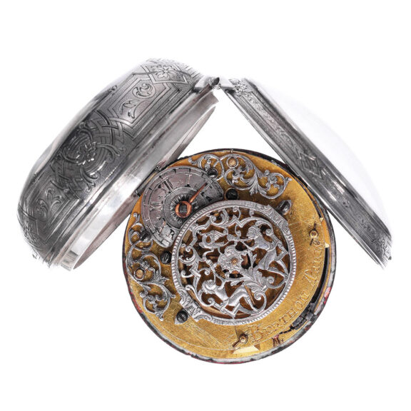 Fine French silver open faced oignon pocket watch Circa 1725