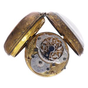 French gilt brass open faced verge pocket watch Circa 1740
