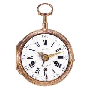 French gilt metal verge pocket watch with alarm Circa 1750