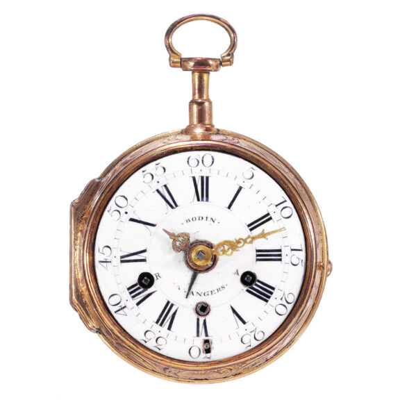 French gilt metal verge pocket watch with alarm Circa 1750