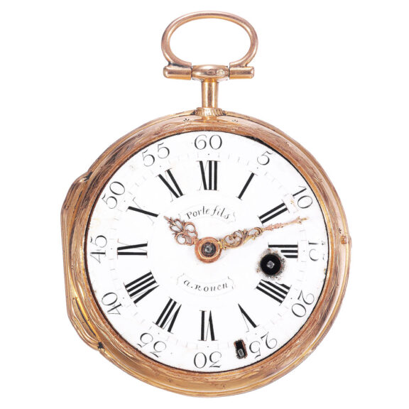 French 20k gold open faced verge pocket watch Circa 1760