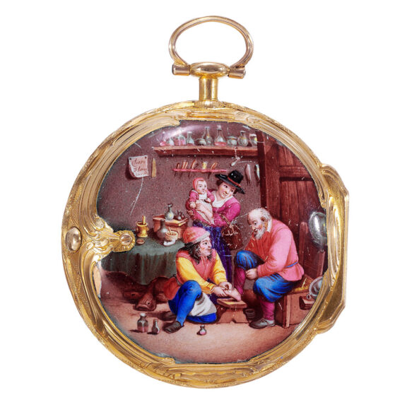 French 20K gold and enamel verge pocket watch Circa 1760