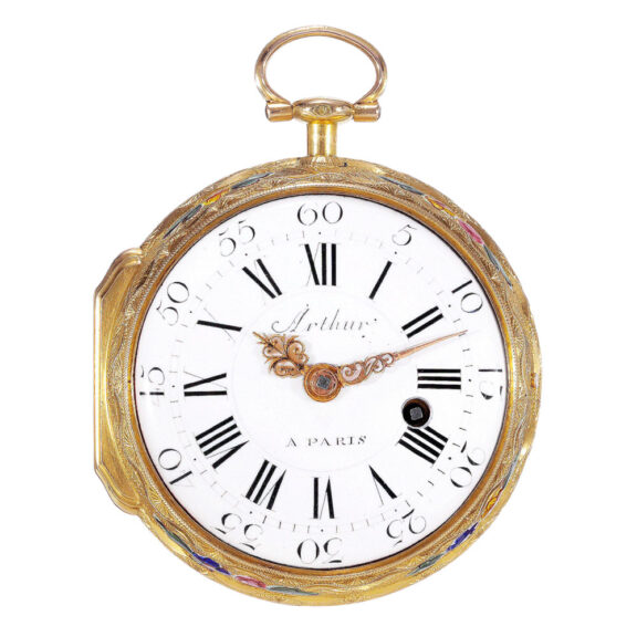 French 20k gold and enamel verge pocket watch Circa 1760 French 20k gold and enamel verge pocket watch Circa 1760