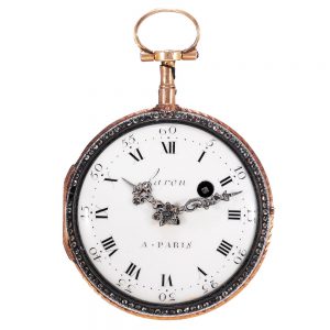 French gold, paste set open faced pendant watch Circa 1770