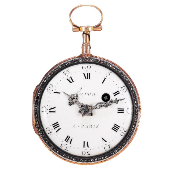 French gold, paste set open faced pendant watch Circa 1770