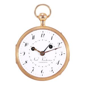 Swiss gold repeating cylinder watch with alarm Circa 1830