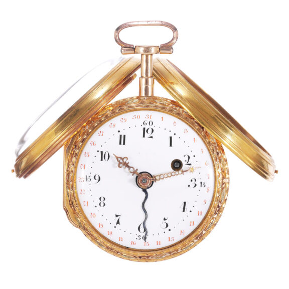 French 18k gold open faced verge pocket watch Circa 1767