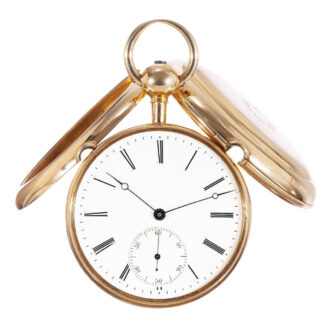 American 18k gold open faced cabriolet watch Circa 1857American 18k gold open faced cabriolet watch Circa 1857