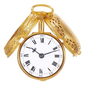 English gold quarter repeating cylinder watch Circa 1760