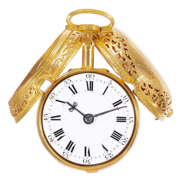 English gold quarter repeating cylinder watch Circa 1760