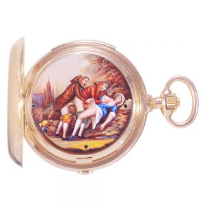 Amusing Swiss rose gold repeating chronograph Circa 1910