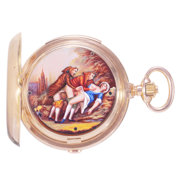 Amusing Swiss rose gold repeating chronograph Circa 1910