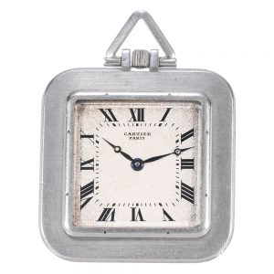 Elegant Swiss platinum open faced square lever Circa 1920