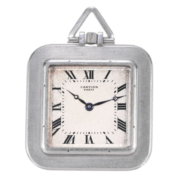 Elegant Swiss platinum open faced square lever Circa 1920