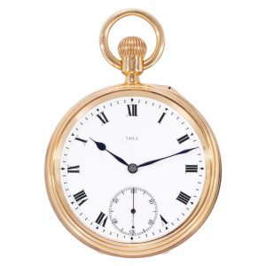 English gold open faced one minute tourbillon lever Circa 1914