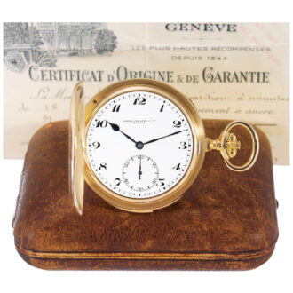 Swiss gold hunting cased minute repeating lever Circa 1911