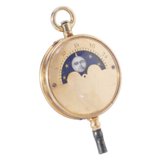 Rare French gold open faced verge watch and key Circa 1800