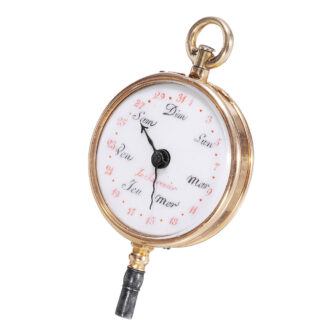 Rare French gold open faced verge watch and key Circa 1800