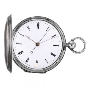 French silver hunting cased cylinder pocket watch Circa 1820