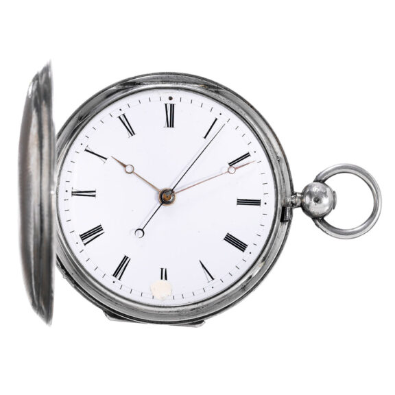 French silver hunting cased cylinder pocket watch Circa 1820