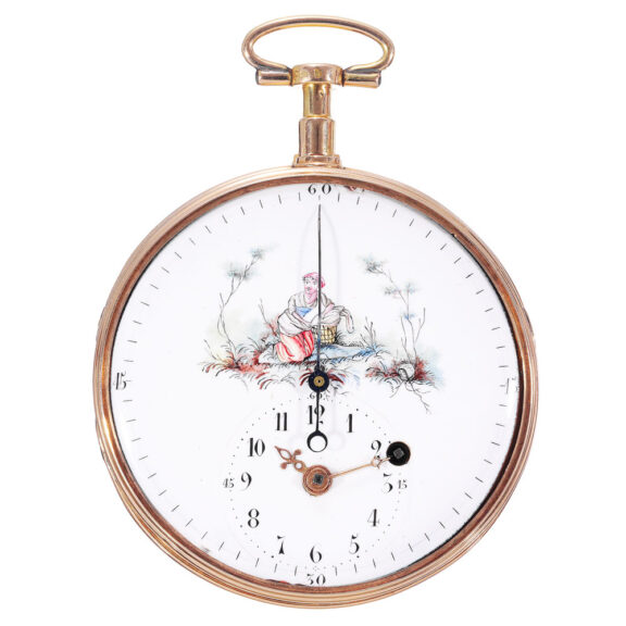 Swiss 18k gold virgule watch with dead seconds Circa 1820