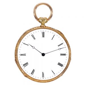 Swiss 18k gold open faced eight day going watch Circa 1850