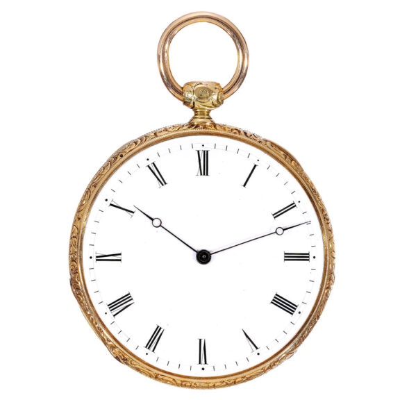 Swiss 18k gold open faced eight day going watch Circa 1850 Swiss 18k gold open faced eight day going watch Circa 1850