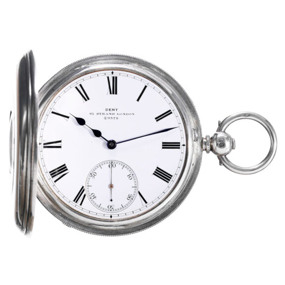 English silver half hunting cased chronometer Circa 1863-1864 English silver half hunting cased chronometer Circa 1863-1864