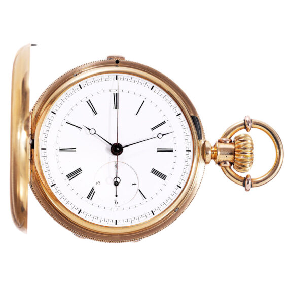 Swiss gold lever with quarter seconds diablotine Circa 1865