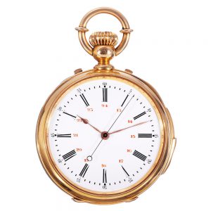 Swiss 18k rose gold repeating centre seconds lever Circa 1875