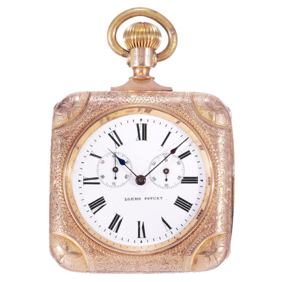 Swiss rose gold square selfwinding pocket watch Circa 1885