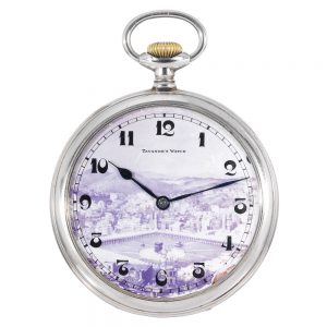 Swiss silver open faced keyless lever pocket watch Circa 1965