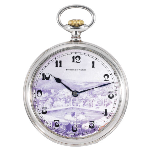Swiss silver open faced keyless lever pocket watch Circa 1965