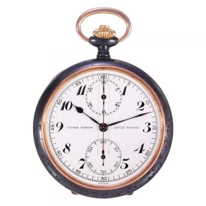 Swiss lever chronograph with 30 minute register Circa 1925