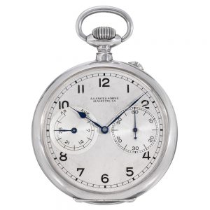 German silver lever deck watch with power reserve Circa 1942