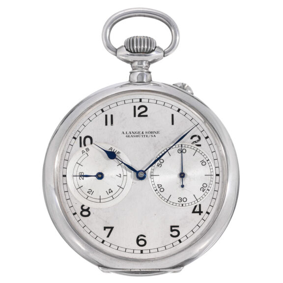 German silver lever deck watch with power reserve Circa 1942