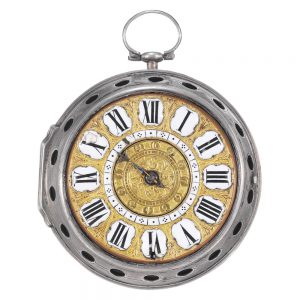 Swiss silver single handed oignon watch with alarm Circa 1680