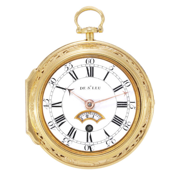 English gold pair cased repoussé verge with alarm Circa 1760