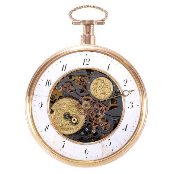 Swiss gold repeating skeletonized virgule watch Circa 1820