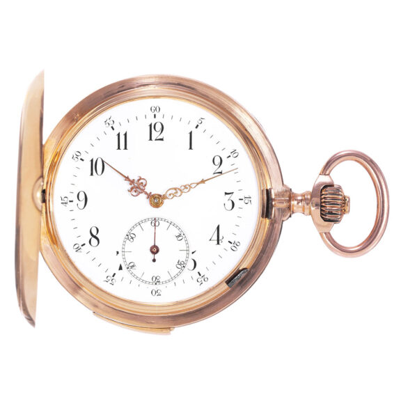 Swiss 14k gold hunting cased repeating lever watch Circa 1910