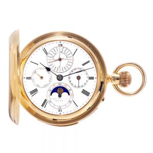 Unique Swiss 18k gold complicated lever watch Circa 1884