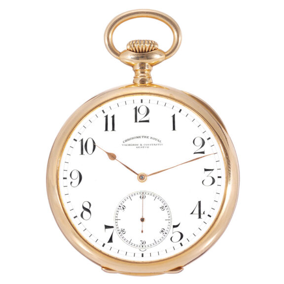Swiss 18k gold open faced pocket chronometer Circa 1905